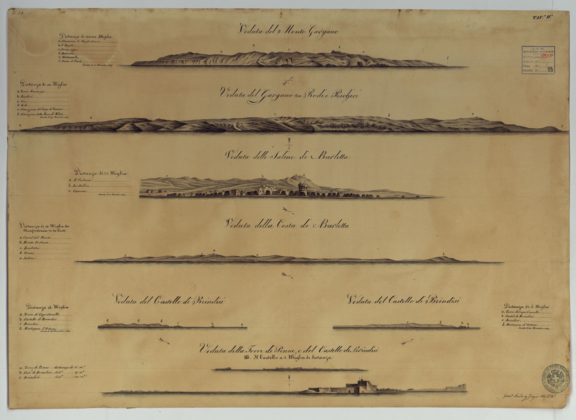 (N:14092) Vedute delle Coste dal Capo di Leuca al Promontorio del Gargano -Tavola 54-II (CA006806) Carte e stampe antiche: riproduzione a colori su carta (formato A1)