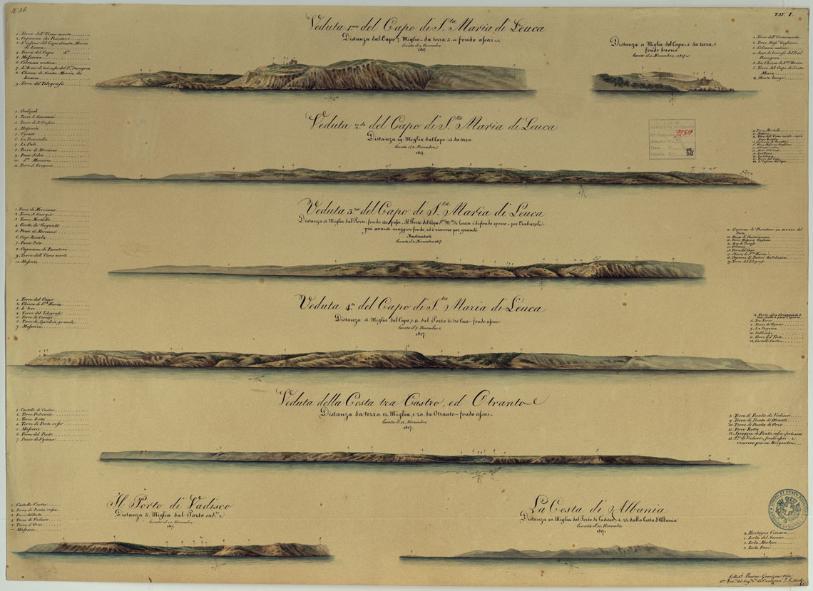 (N:14096) Vedute delle Coste dal Capo di Leuca al Promontorio del Gargano -Tavola 56-I (CA006808) Carte e stampe antiche: riproduzione a colori su carta (formato A1)