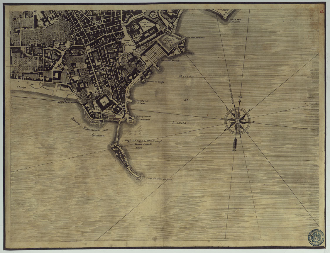 (N:12936) MAPPA TOPOGRAFICA DELLA CITTA' DI NAPOLI E DE' SUOI CONTORNI - FOGLIO 18. (CA006850) Carte e stampe antiche: riproduzione a colori su carta (formato A1)