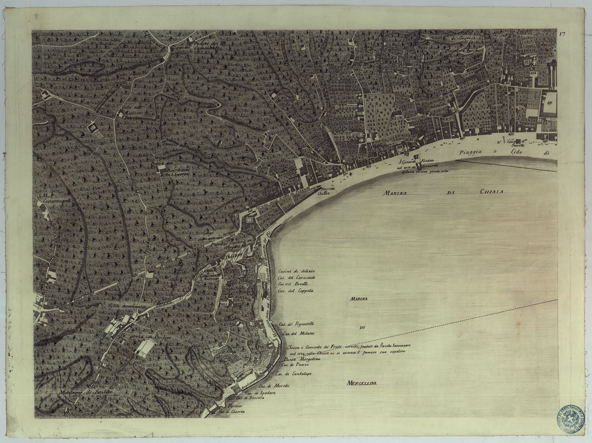 (N:24963) MAPPA TOPOGRAFICA DELLA CITTA' DI NAPOLI E DE' SUOI CONTORNI - FOGLIO 17. (CA006885) Carte e stampe antiche: riproduzione a colori su carta (formato A1)