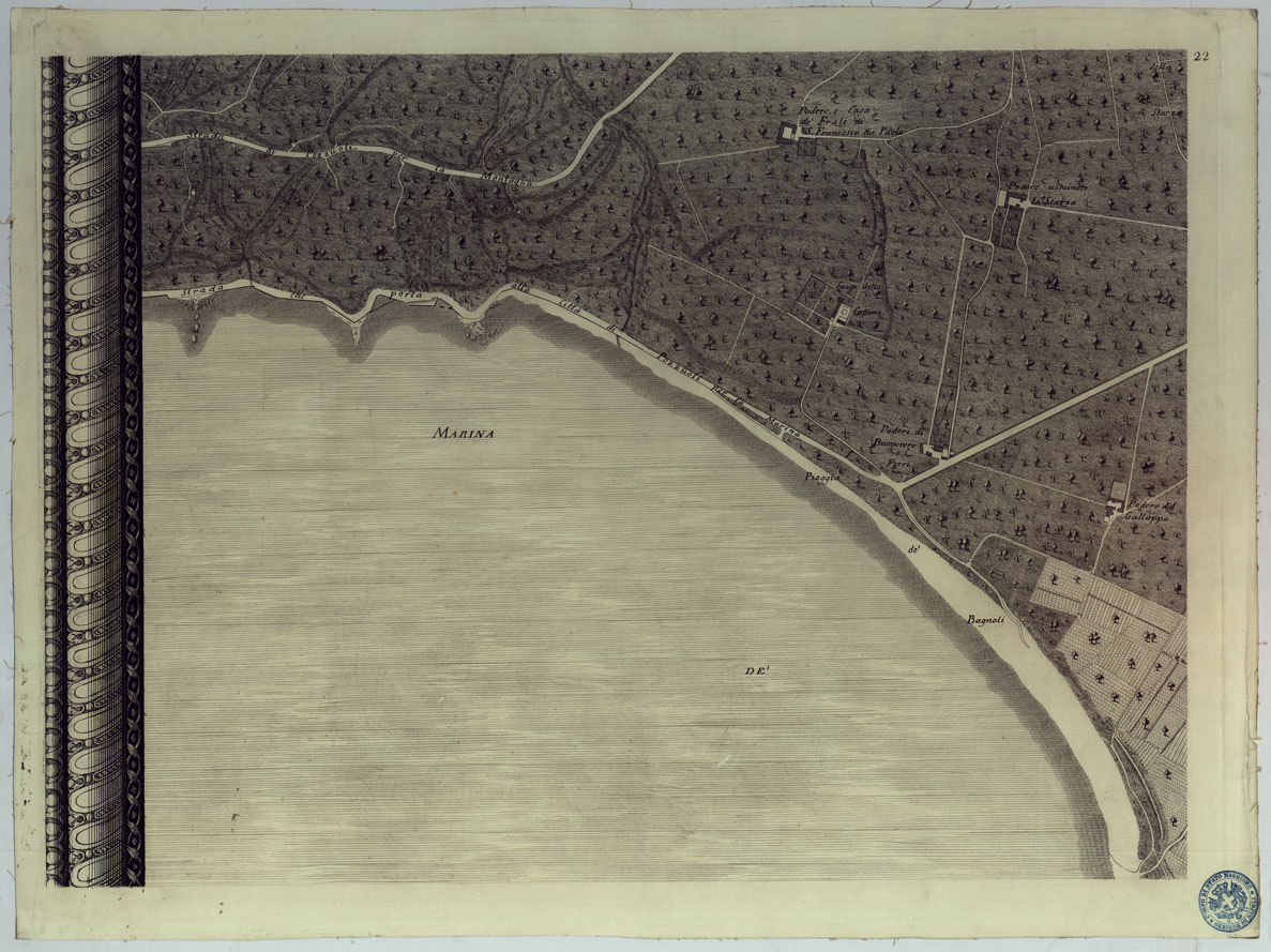 (N:24968) MAPPA TOPOGRAFICA DELLA CITTA' DI NAPOLI E DE' SUOI CONTORNI - FOGLIO 22. (CA006890) Carte e stampe antiche: riproduzione a colori su carta (formato A1)