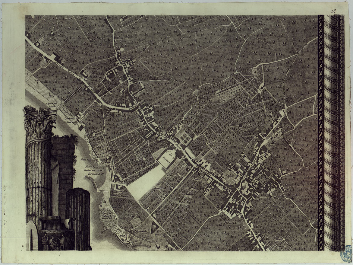 (N:24974) MAPPA TOPOGRAFICA DELLA CITTA' DI NAPOLI E DE' SUOI CONTORNI - FOGLIO 28. (CA006896) Carte e stampe antiche: riproduzione a colori su carta (formato A1)