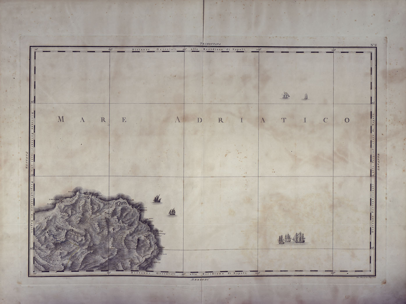 (N:24991) ATLANTE GEOGRAFICO DEL REGNO DI NAPOLI DELINEATO PER ORDINE DI FERDINANDO IV RE DELLE DUE SICILIE E C. E C. DA GIO' ANTONIO RIZZI ZANNONI GEOGRAFO DI SUA MAESTA' E TERMINATO NEL 1808 - TAVOLA 8. (CA006915) Carte e stampe antiche: riproduzione a colori su carta (formato A1)