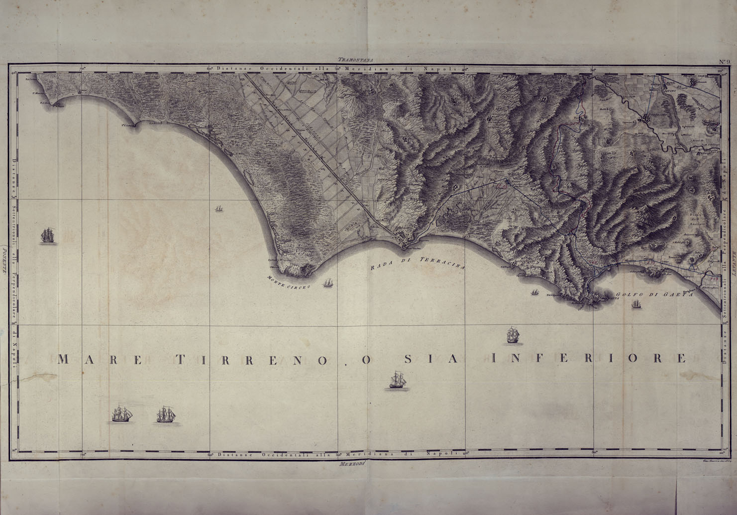 (N:24992) ATLANTE GEOGRAFICO DEL REGNO DI NAPOLI DELINEATO PER ORDINE DI FERDINANDO IV RE DELLE DUE SICILIE E C. E C. DA GIO' ANTONIO RIZZI ZANNONI GEOGRAFO DI SUA MAESTA' E TERMINATO NEL 1808 - TAVOLA 9. (CA006916) Carte e stampe antiche: riproduzione a colori su carta (formato A1)