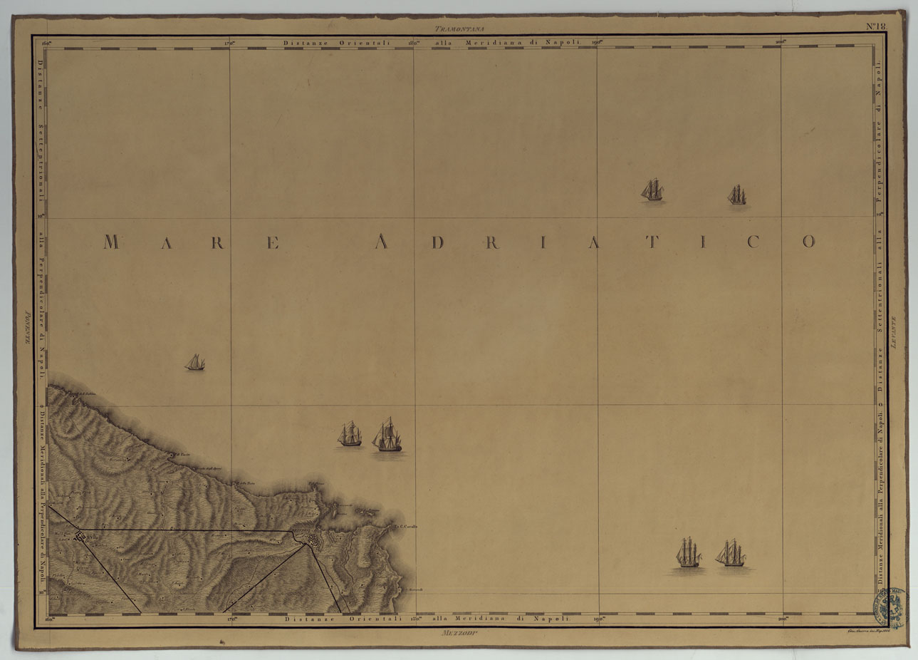 (N:4879) ATLANTE GEOGRAFICO DEL REGNO DI NAPOLI DELINEATO PER ORDINE DI FERDINANDO IV RE DELLE DUE SICILIE &C., &C., DA GIO. ANTONIO RIZZI ZANNONI GEOGRAFO DI SUA MAESTA' E TERMINATO NEL 1808 - TAVOLA 18. (CA006959) Carte e stampe antiche: riproduzione a colori su carta (formato A1)