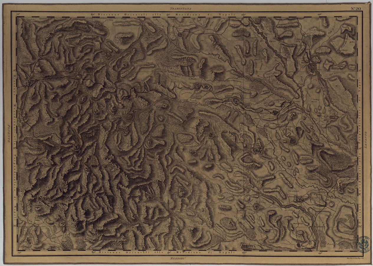 (N:4882) ATLANTE GEOGRAFICO DEL REGNO DI NAPOLI DELINEATO PER ORDINE DI FERDINANDO IV RE DELLE DUE SICILIE &C., &C., DA GIO. ANTONIO RIZZI ZANNONI GEOGRAFO DI SUA MAESTA' E TERMINATO NEL 1808 - TAVOLA 20. (CA006961) Carte e stampe antiche: riproduzione a colori su carta (formato A1)