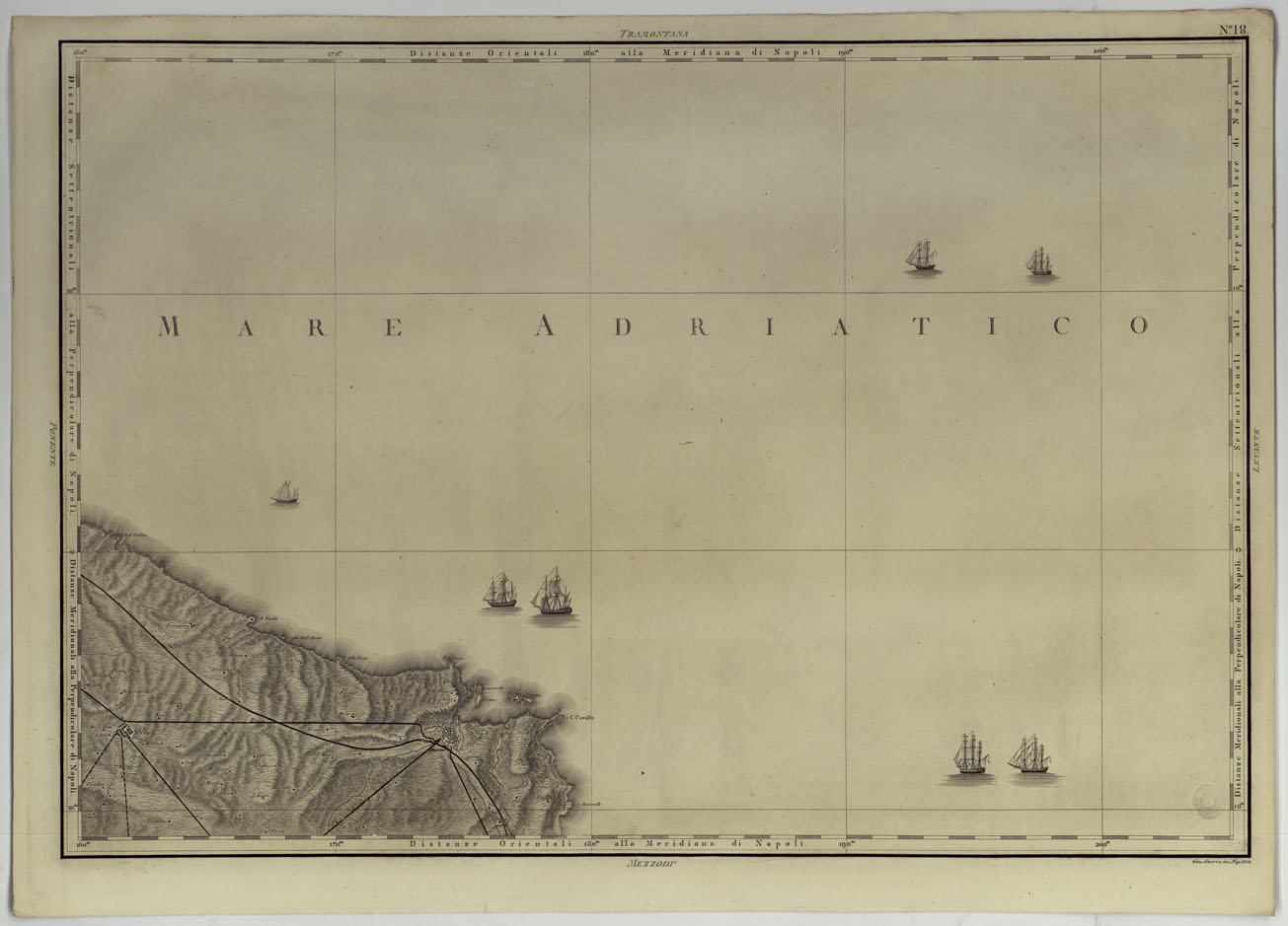 (N:25037) ATLANTE GEOGRAFICO DEL REGNO DI NAPOLI DELINEATO PER ORDINE DI FERDINANDO IV RE DELLE DUE SICILIE &C., &C., DA GIO. ANTONIO RIZZI ZANNONI GEOGRAFO DI SUA MAESTA' E TERMINATO NEL 1808 - TAVOLA 18. (CA006994) Carte e stampe antiche: riproduzione a colori su carta (formato A1)