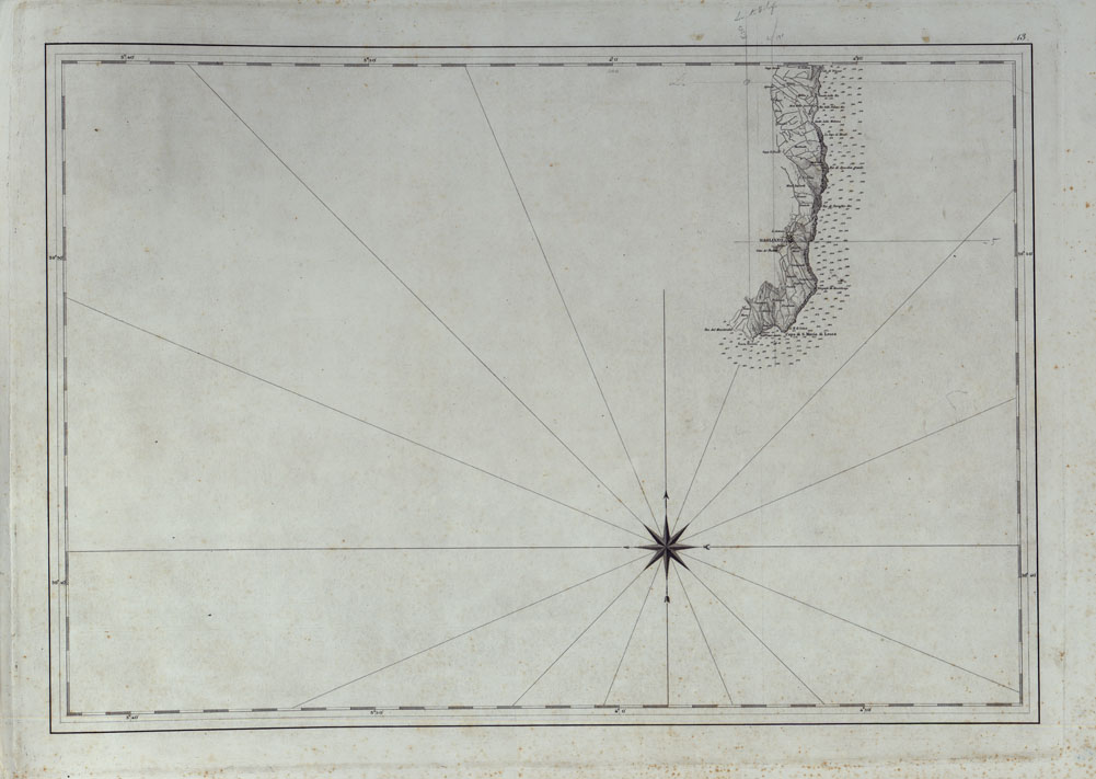 (N:25065) CARTA DI CABOTAGGIO DELLA COSTA DEL REGNO DELLE DUE SICILIE BAGNATA DALL'ADRIATICO DAL FIUME TRONTO AL CAPO DI S.TA MARIA DI LEUCA ESEGUITA NEL REALE OFFICIO TOPOGRAFICO. NAPOLI, 1834 - TAVOLA 13. (CA007046) Carte e stampe antiche: riproduzione a colori su carta (formato A1)