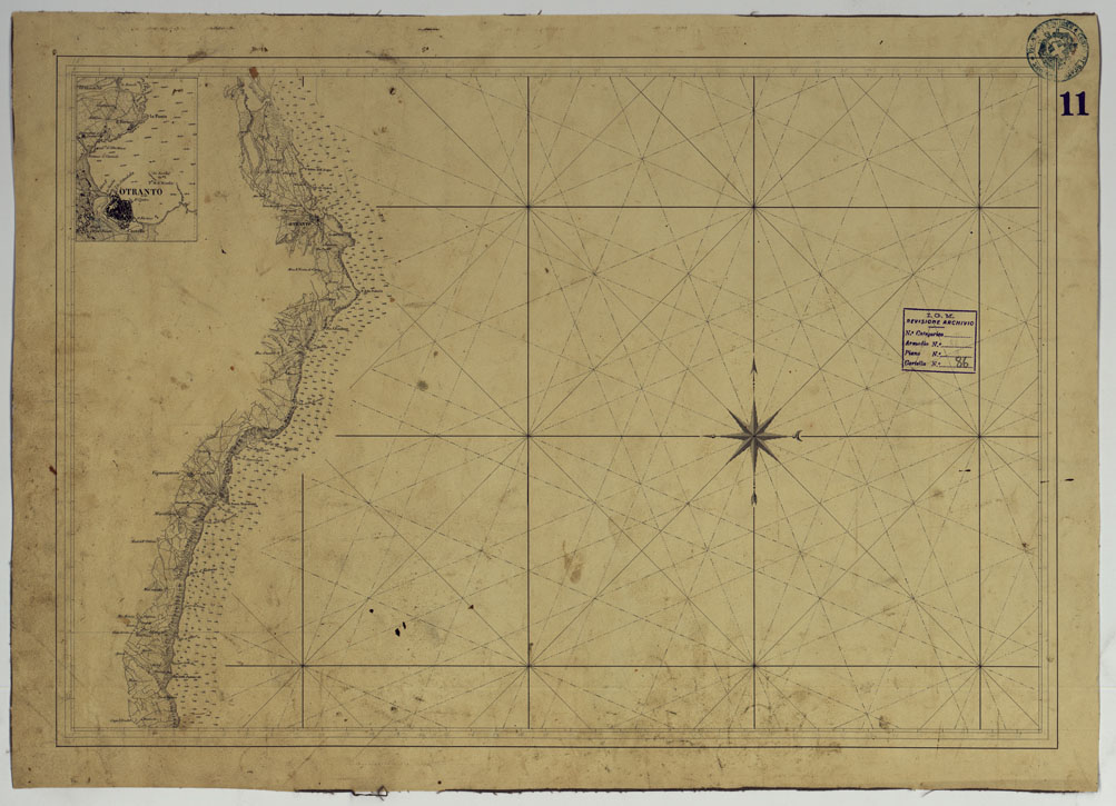(N:4012) CARTA DI CABOTAGGIO DELLA COSTA DEL REGNO DELLE DUE SICILIE BAGNATA DALL'ADRIATICO DAL FIUME TRONTO AL CAPO DI S.TA MARIA DI LEUCA ESEGUITA NEL REALE OFFICIO TOPOGRAFICO. NAPOLI, 1834 - FOGLIO 11BIS. (CA007058) Carte e stampe antiche: riproduzione a colori su carta (formato A1)