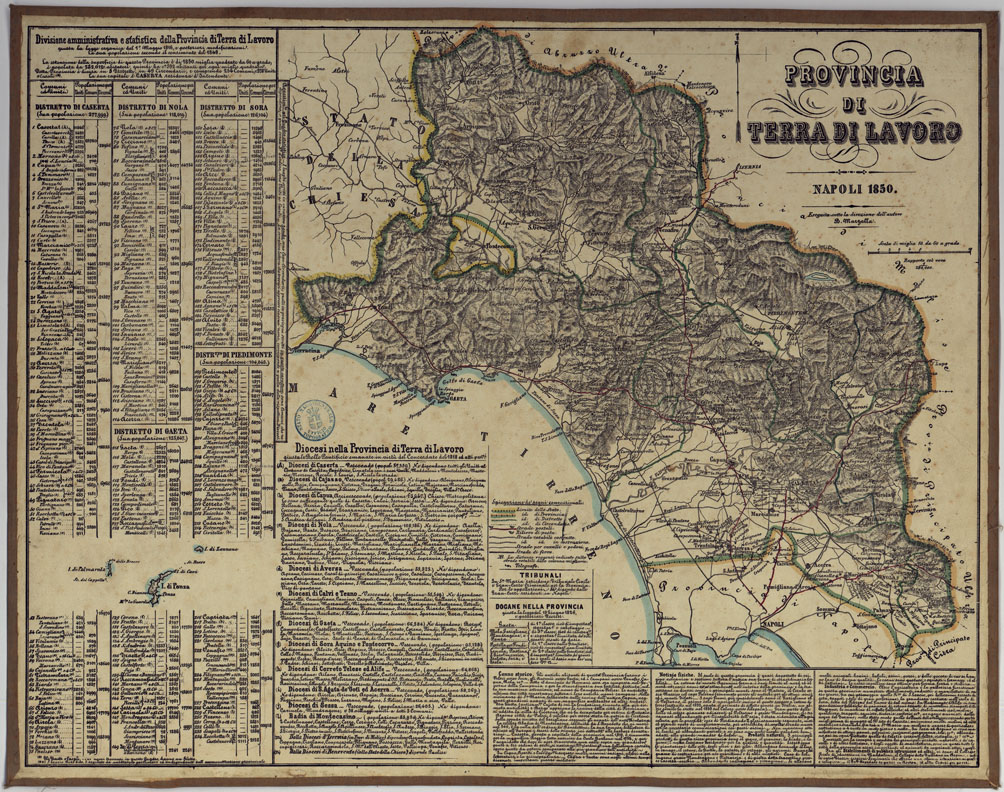 (N:14796) CARTA AMMINISTRATIVA DEL REGNO DELLE DUE SICILIE DIVISA IN SINGOLE PROVINCIE - PROVINCIA DI TERRA DI LAVORO. (CA007067) Carte e stampe antiche: riproduzione a colori su carta (formato A1)