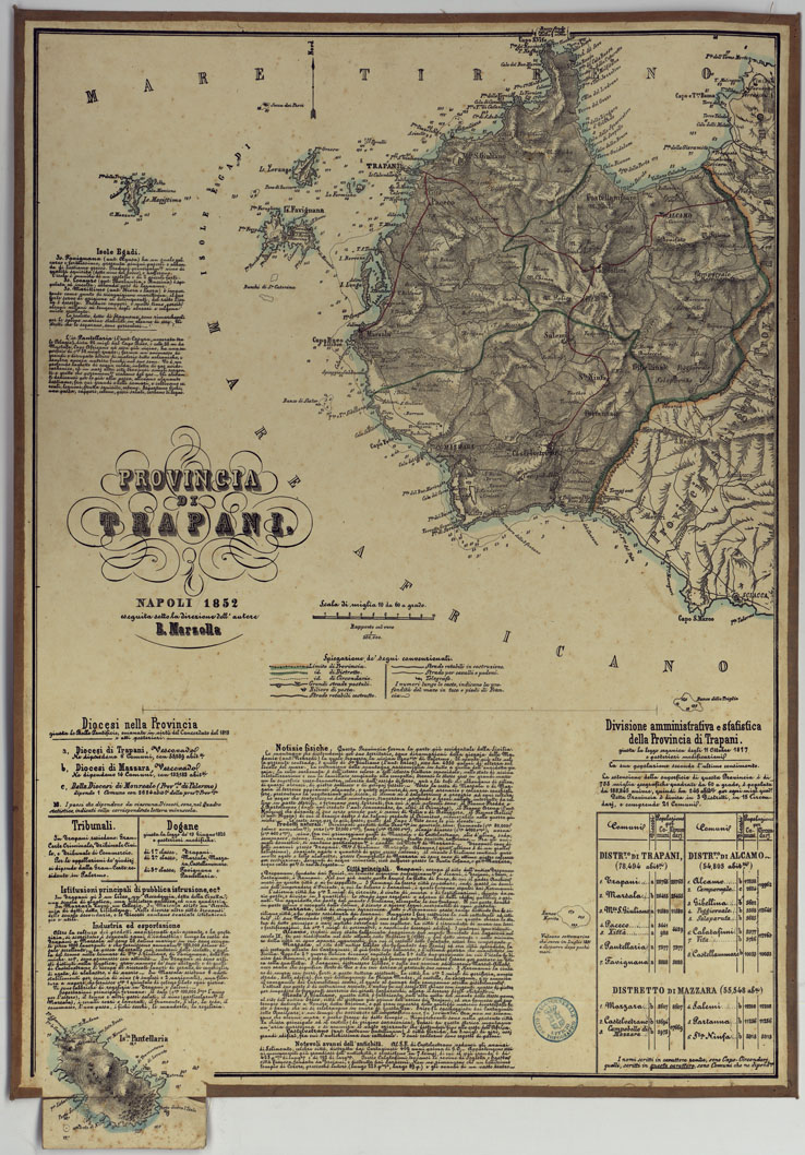 (N:14797) CARTA AMMINISTRATIVA DEL REGNO DELLE DUE SICILIE DIVISA IN SINGOLE PROVINCIE - PROVINCIA DI TRAPANI. (CA007083) Carte e stampe antiche: riproduzione a colori su carta (formato A1)