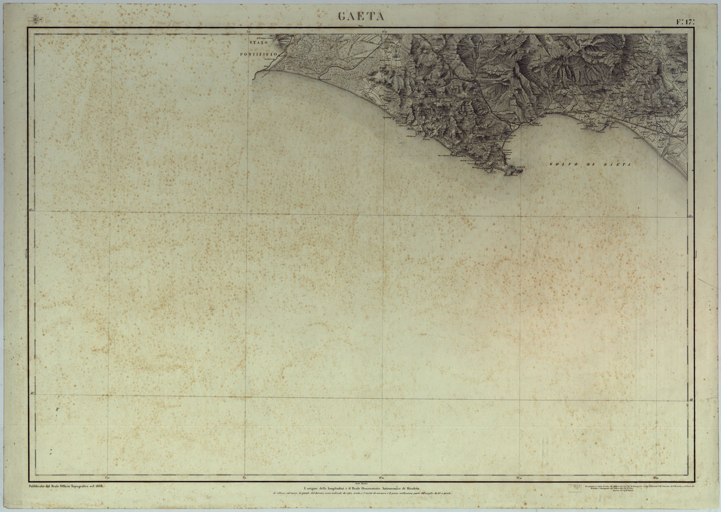 (N:14806) CARTA DEL REGNO DI NAPOLI - FOGLIO 17  GAETA. (CA007103, CA007104) Carte e stampe antiche: riproduzione a colori su carta (formato A1)