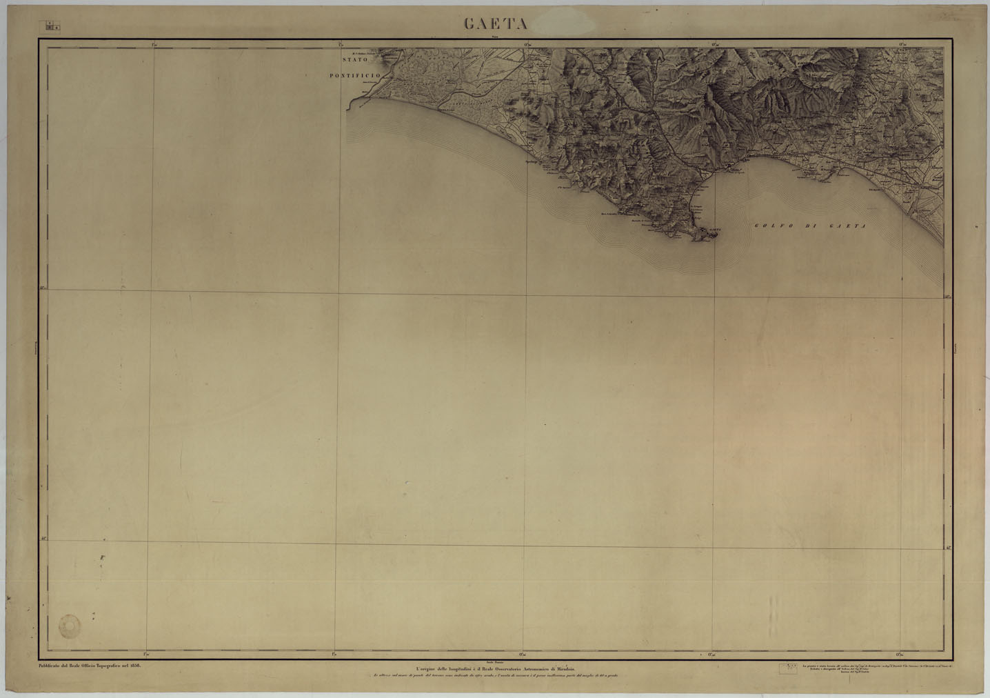 (N:14806) CARTA DEL REGNO DI NAPOLI - FOGLIO 17  GAETA. (CA007103, CA007104) Carte e stampe antiche: riproduzione a colori su carta (formato A1)