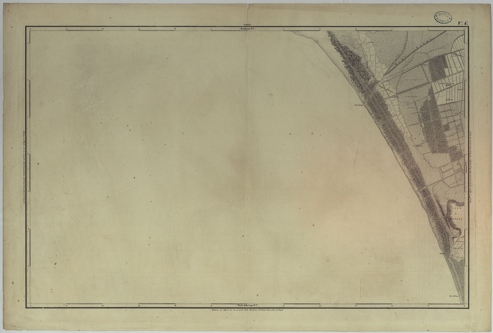 (N:9111) CARTA TOPOGRAFICA ED IDROGRAFICA DEI CONTORNI DI NAPOLI LEVATA PER ORDINE DI S.M. FERDINANDO I RE DEL REGNO DELLE DUE SICILIE DAGLI UFFIZIALI DELLO STATO MAGGIORE E DALL'INGEGNERI TOPOGRAFI NEGLI ANNI 1817-1818-1819  - FOGLIO 4. (CA007114) Carte e stampe antiche: riproduzione a colori su carta (formato A1)