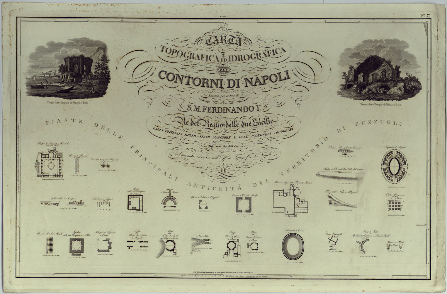 (N:25082) CARTA TOPOGRAFICA ED IDROGRAFICA DEI CONTORNI DI NAPOLI LEVATA PER ORDINE DI S.M. FERDINANDO I RE DEL REGNO DELLE DUE SICILIE DAGLI UFFIZIALI DELLO STATO MAGGIORE E DALL'INGEGNERI TOPOGRAFI NEGLI ANNI 1817-1818-1819 - FOGLIO 7 (CA007136) Carte e stampe antiche: riproduzione a colori su carta (formato A1)
