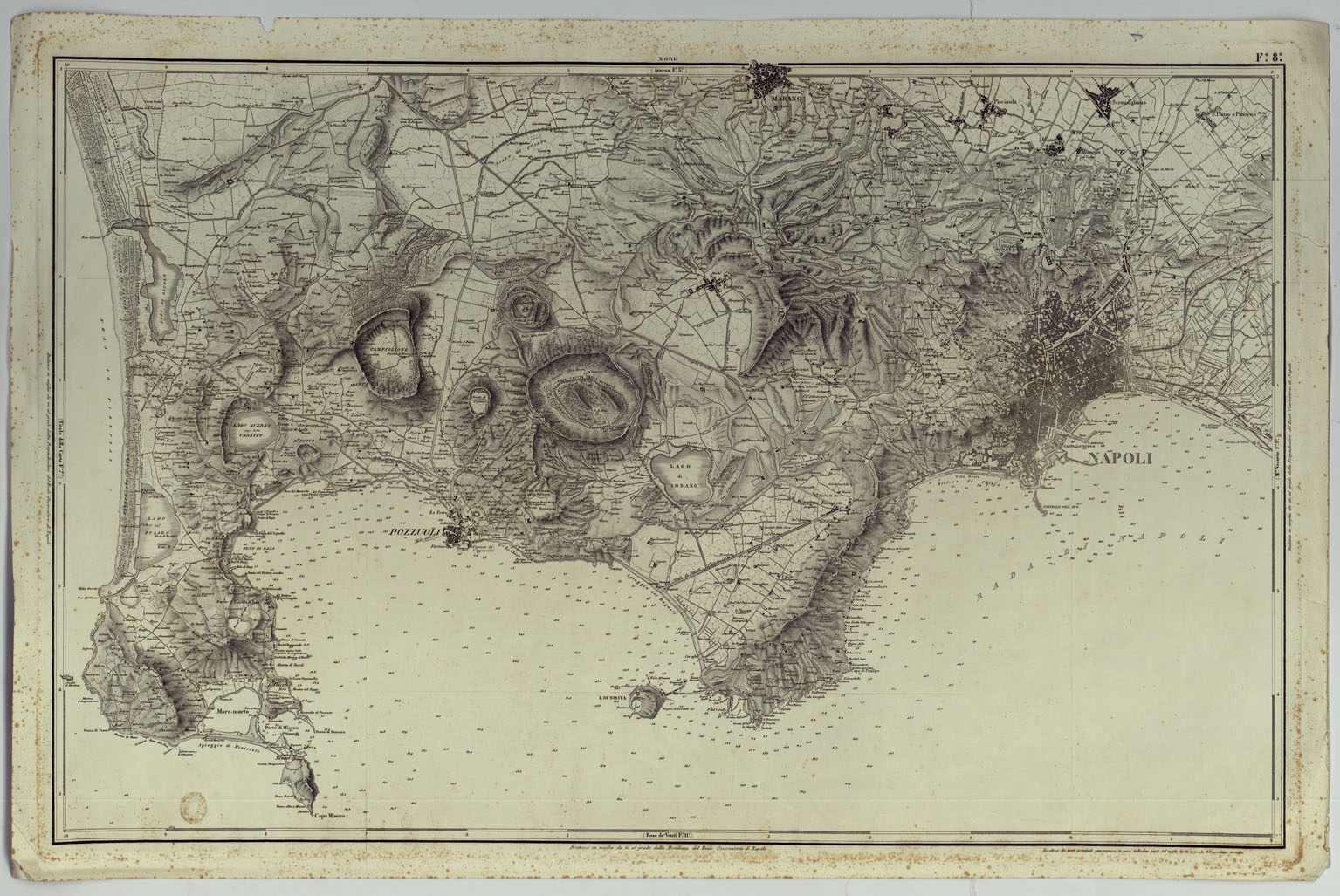 (N:25083) CARTA TOPOGRAFICA ED IDROGRAFICA DEI CONTORNI DI NAPOLI LEVATA PER ORDINE DI S.M. FERDINANDO I RE DEL REGNO DELLE DUE SICILIE DAGLI UFFIZIALI DELLO STATO MAGGIORE E DALL'INGEGNERI TOPOGRAFI NEGLI ANNI 1817-1818-1819 - FOGLIO 8. (CA007137) Carte e stampe antiche: riproduzione a colori su carta (formato A1)