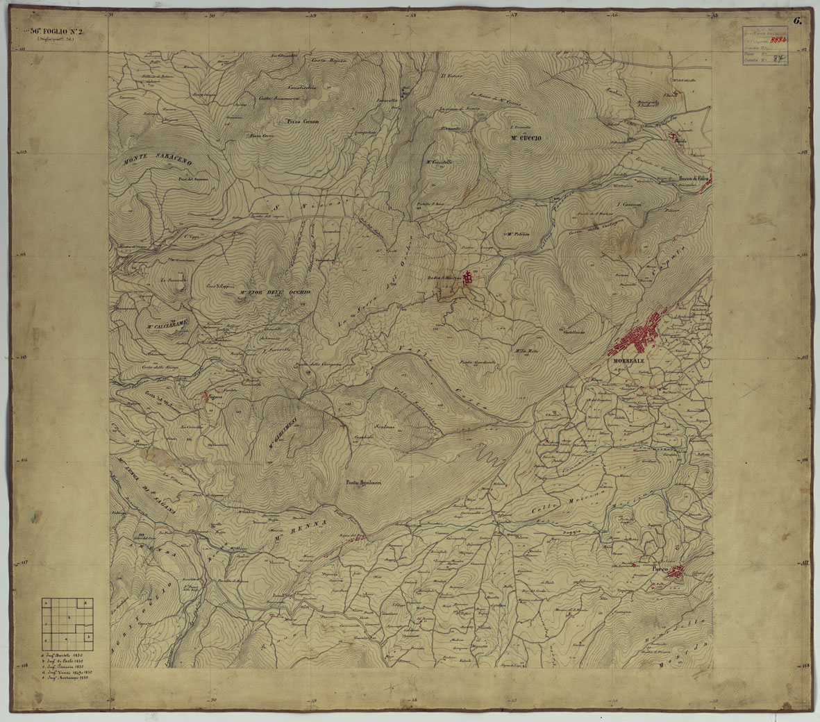 (N:14677) CARTA TOPOGRAFICA DELLA REGIONE DI PALERMO LEVATA DAL REALE OFFICIO TOPOGRAFICO DI NAPOLI - Foglio 6 Monreale, Montelepre (CA007192) Carte e stampe antiche: riproduzione a colori su carta (formato A1)