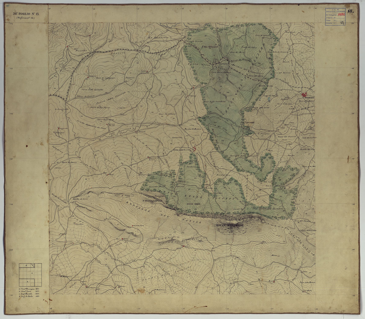 (N:14664) CARTA TOPOGRAFICA DELLA REGIONE DI PALERMO LEVATA DAL REALE OFFICIO TOPOGRAFICO DI NAPOLI - Foglio 18  Corleone, Godrano (CA007202) Carte e stampe antiche: riproduzione a colori su carta (formato A1)