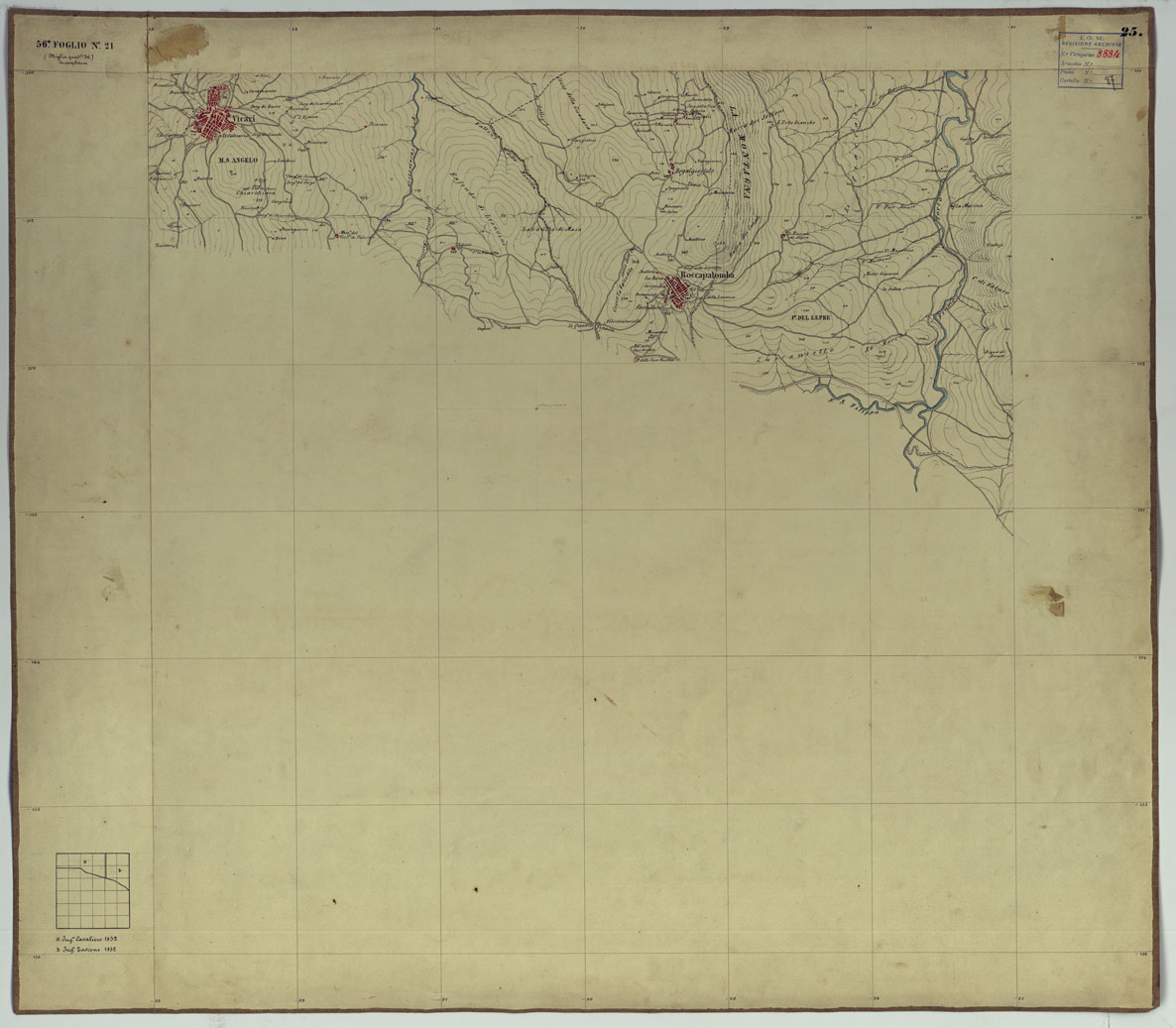 (N:14672) CARTA TOPOGRAFICA DELLA REGIONE DI PALERMO LEVATA DAL REALE OFFICIO TOPOGRAFICO DI NAPOLI - Foglio 25 Vicari, Roccapalumba, Caccamo (CA007209) Carte e stampe antiche: riproduzione a colori su carta (formato A1)