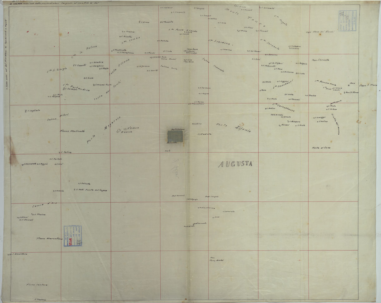(N:25196) AUGUSTA E SUOI DINTORNI - ISOLA DI SICILIA - Lucido (CA007255) Carte e stampe antiche: riproduzione a colori su carta (formato A1)