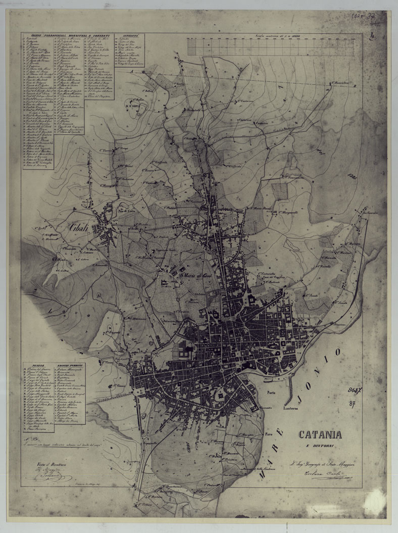 (N:25198) CATANIA E DINTORNI - 2 copia su carta (CA007262) Carte e stampe antiche: riproduzione a colori su carta (formato A1)
