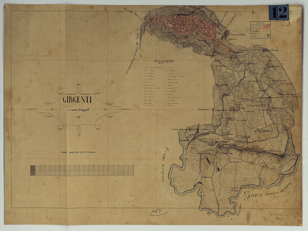 (N:10412) GIRGENTI E I SUOI TEMPLI - TAVOLA 7. (CA007269) Carte e stampe antiche: riproduzione a colori su carta (formato A1)