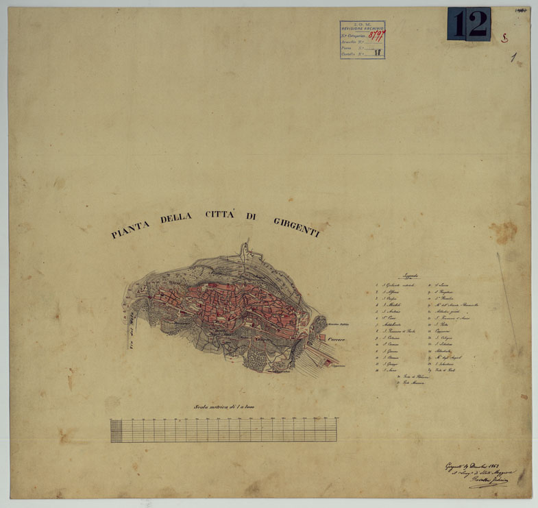 (N:10410) GIRGENTI E I SUOI TEMPLI - TAVOLA 5. (CA007271) Carte e stampe antiche: riproduzione a colori su carta (formato A1)