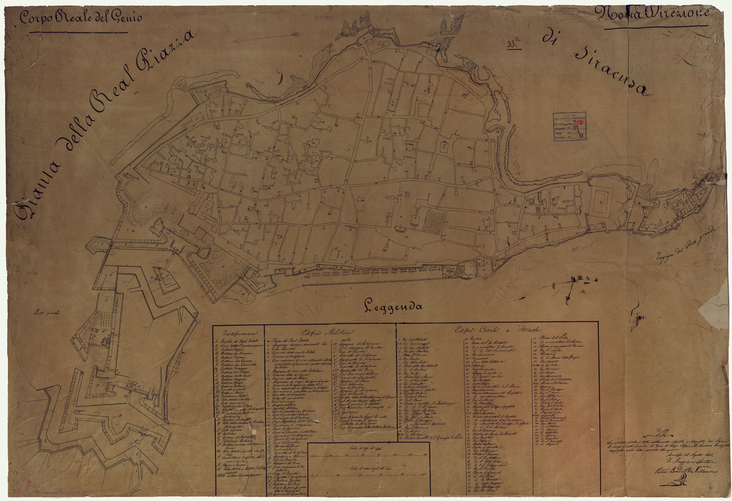 (N:13088) PIANTA DELLA REALE PIAZZA DI SIRACUSA. (CA007295, CA007296) Carte e stampe antiche: riproduzione a colori su carta (formato A1)