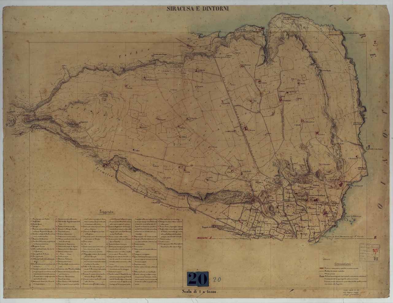 (N:13127) SIRACUSA E DINTORNI - FOGLIO 2. (CA007300) Carte e stampe antiche: riproduzione a colori su carta (formato A1)