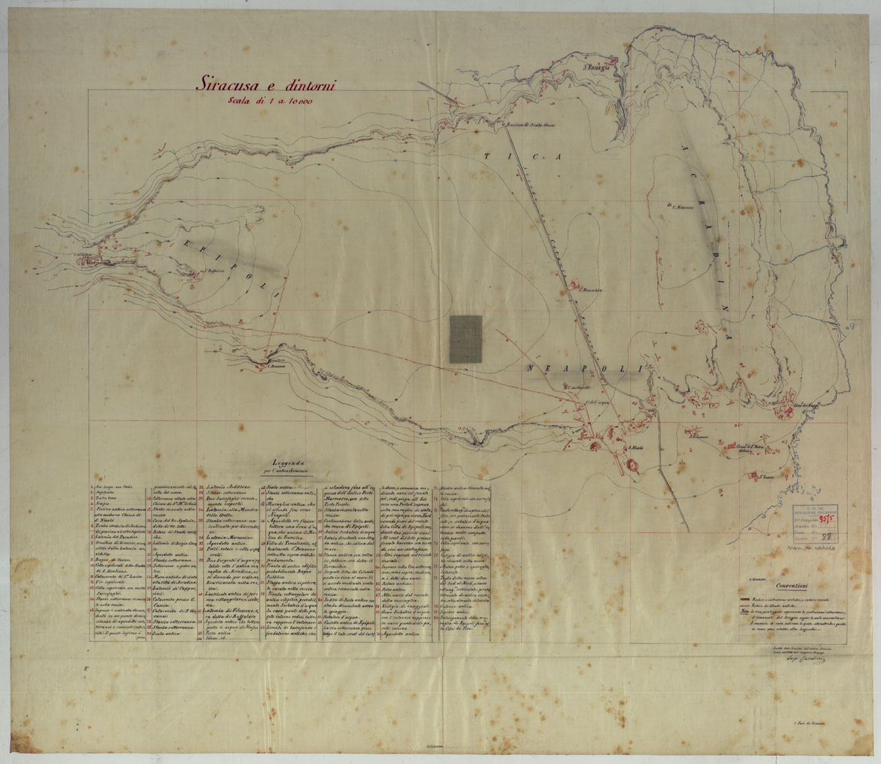 (N:15874) SIRACUSA E DINTORNI - LUCIDO 4. (CA007302) Carte e stampe antiche: riproduzione a colori su carta (formato A1)