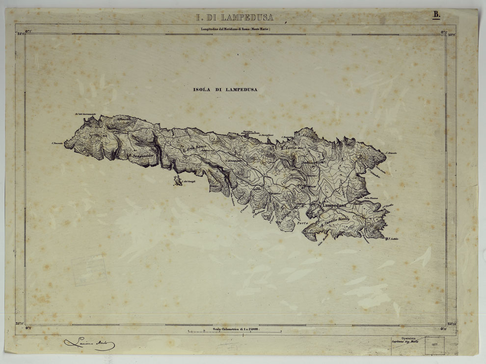 (N:670) ISOLA DI LAMPEDUSA - FOGLIO B. (CA007396, CA007397, CA007398) Carte e stampe antiche: riproduzione a colori su carta (formato A1)