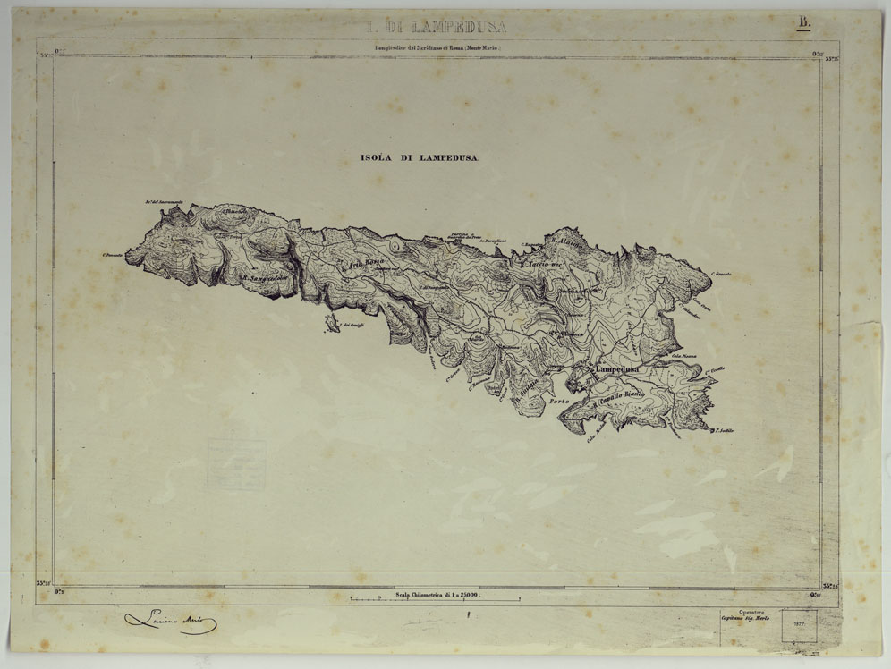 (N:670) ISOLA DI LAMPEDUSA - FOGLIO B. (CA007396, CA007397, CA007398) Carte e stampe antiche: riproduzione a colori su carta (formato A1)