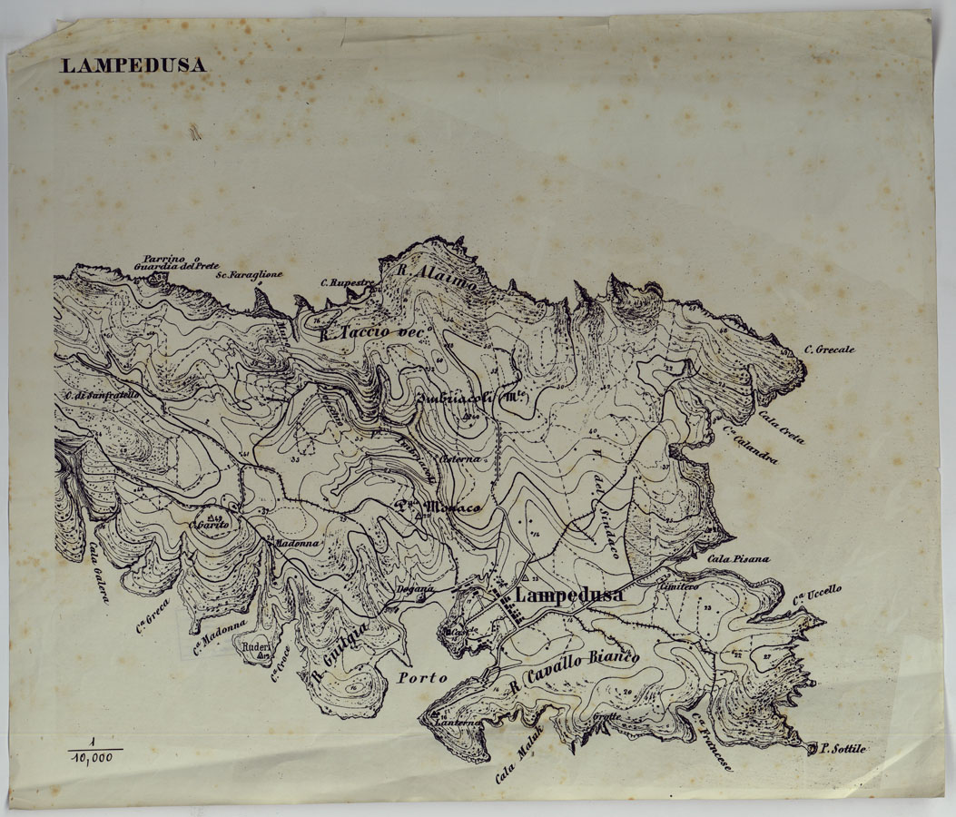 (N:25102) ISOLA DI LAMPEDUSA - PARTE 1-2 E COPIA. (CA007399, CA007400, CA007401, CA007402) Carte e stampe antiche: riproduzione a colori su carta (formato A1)