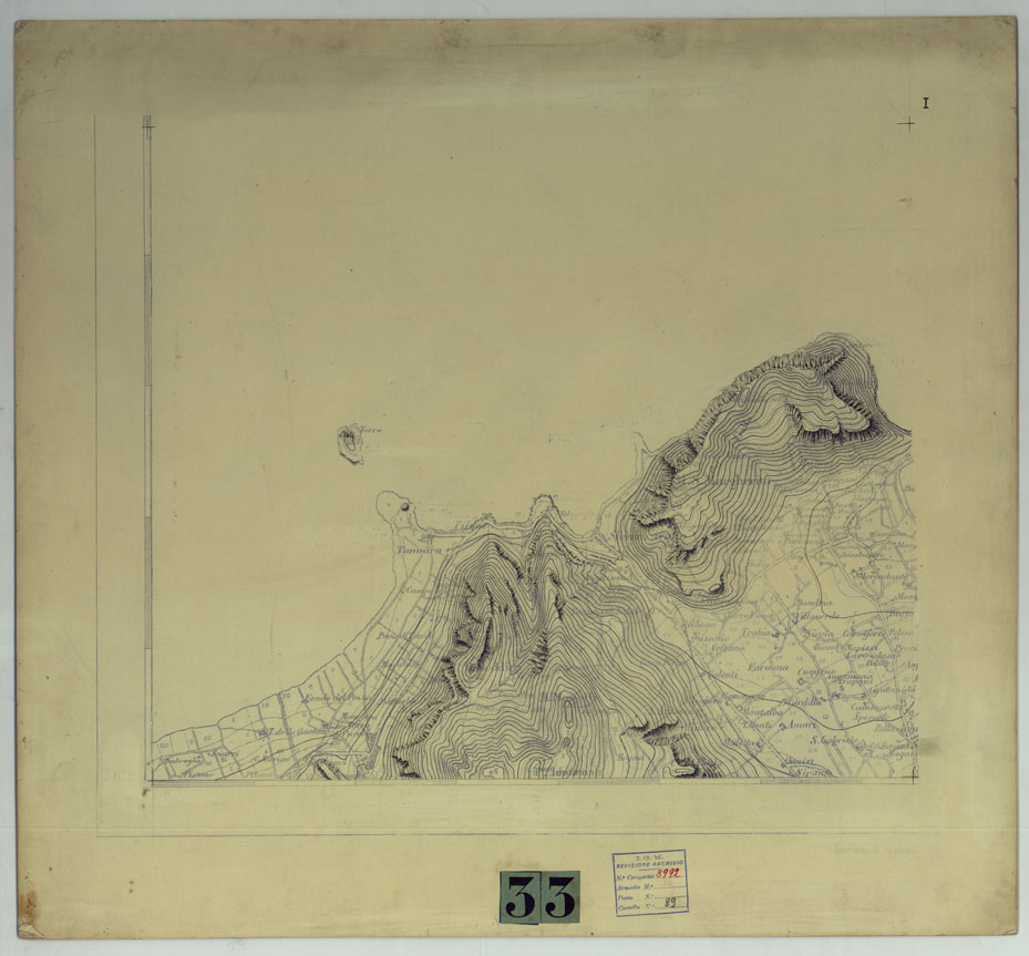 (N:25106) PALERMO E DINTORNI - FOGLIO I (CURVE). (CA007411) Carte e stampe antiche: riproduzione a colori su carta (formato A1)