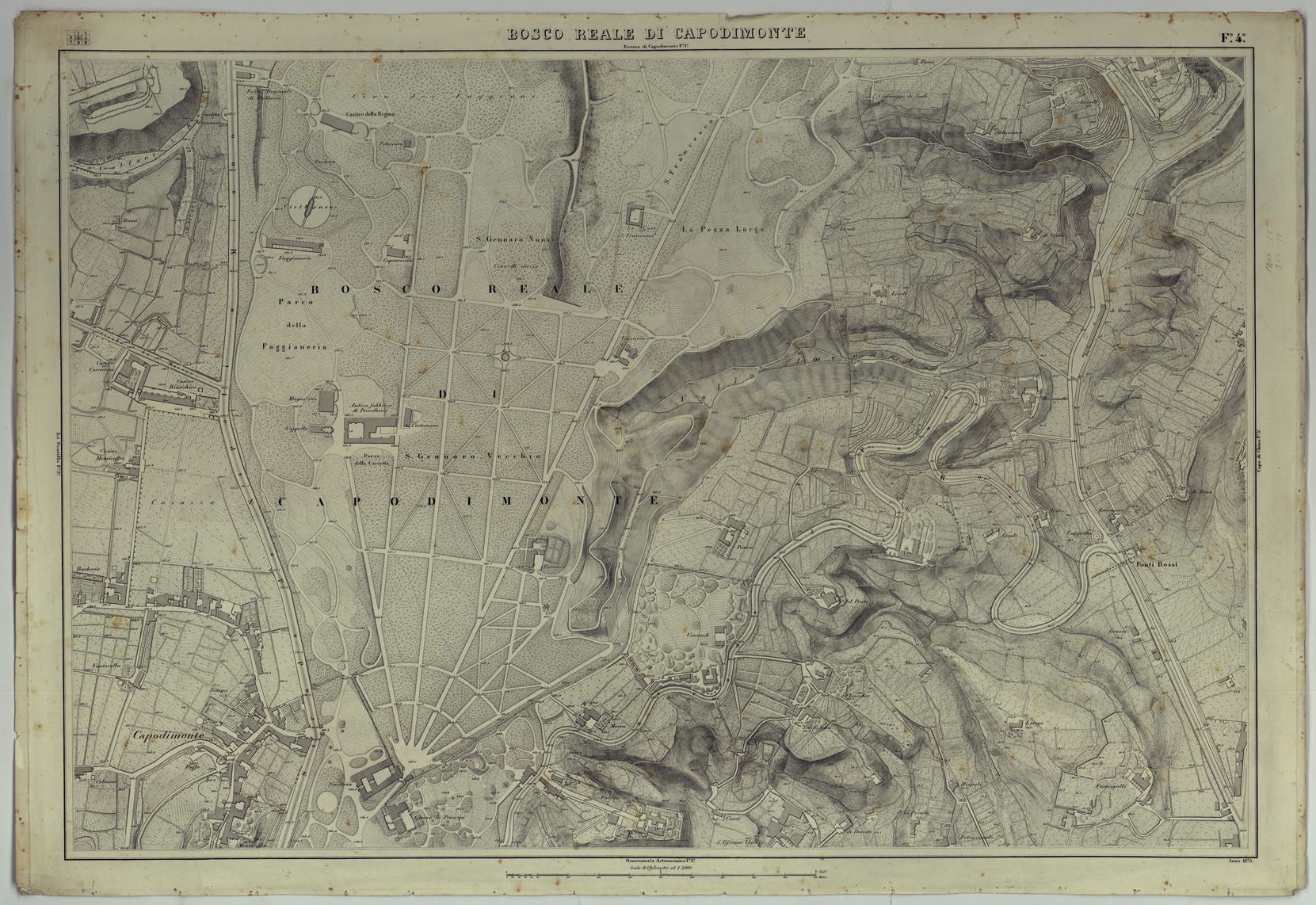 (N:25125) PIANTA DELLA CITTA' DI NAPOLI - FOGLIO 4 BOSCO REALE DI CAPODIMONTE. (CA007443) Carte e stampe antiche: riproduzione a colori su carta (formato A1)