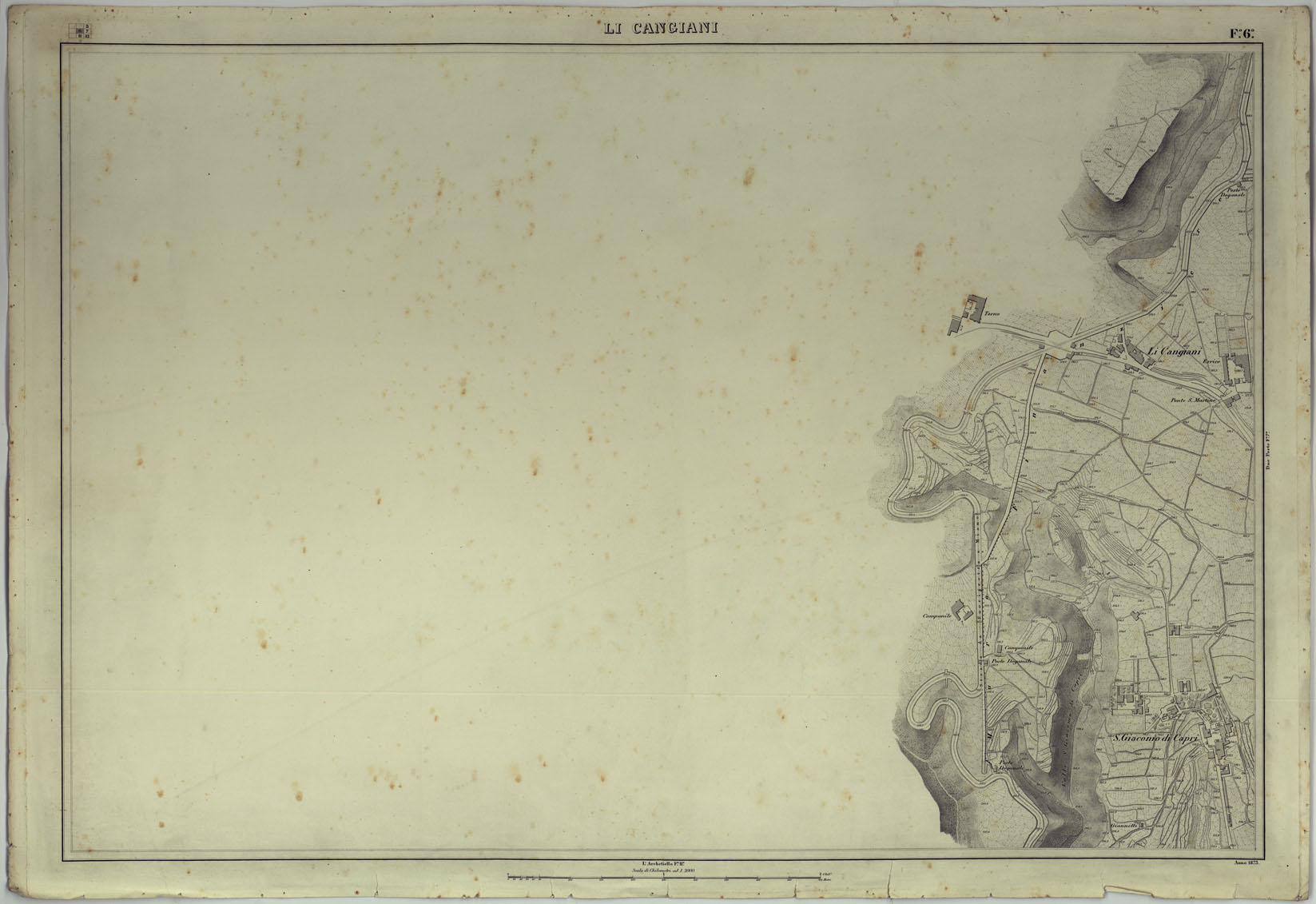 (N:25127) PIANTA DELLA CITTA' DI NAPOLI - FOGLIO 6 LI CANGIANI. (CA007445) Carte e stampe antiche: riproduzione a colori su carta (formato A1)