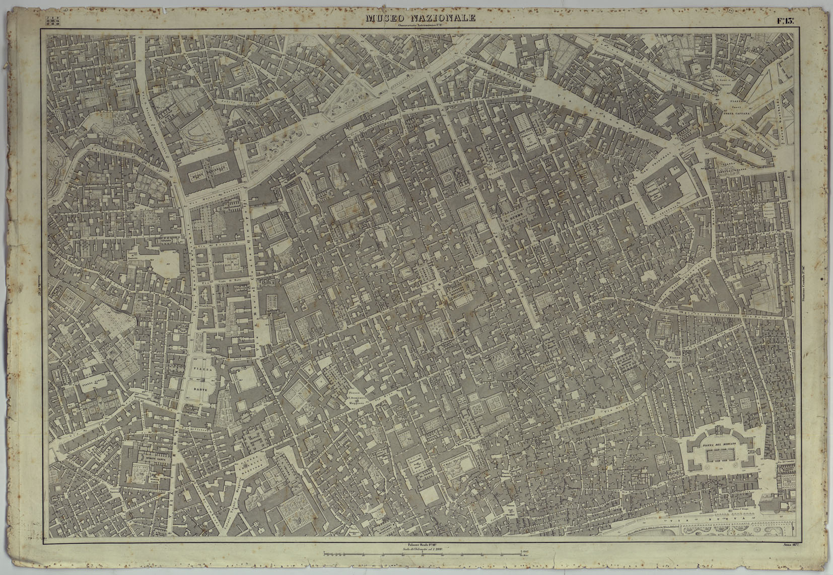 (N:25134) PIANTA DELLA CITTA' DI NAPOLI - FOGLIO 13 MUSEO NAZIONALE. (CA007452) Carte e stampe antiche: riproduzione a colori su carta (formato A1)