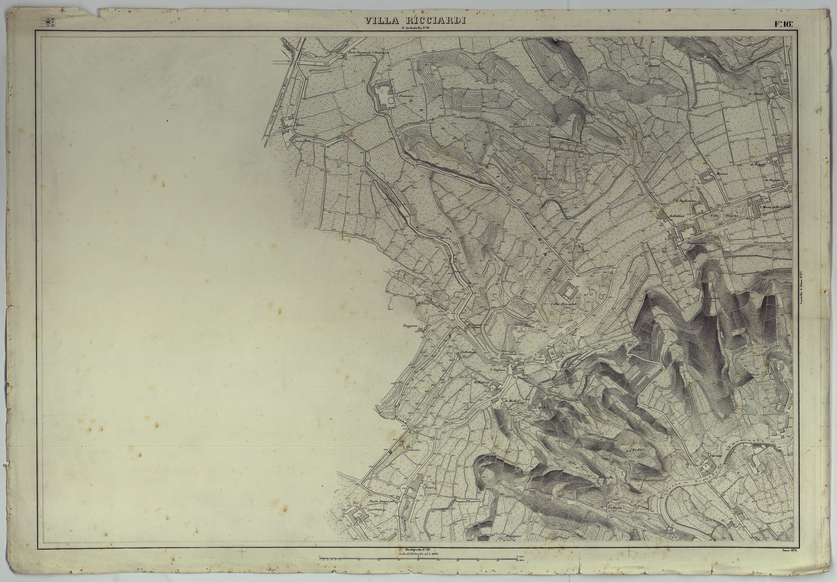 (N:25137) PIANTA DELLA CITTA' DI NAPOLI - FOGLIO 16 VILLA RICCIARDI. (CA007455) Carte e stampe antiche: riproduzione a colori su carta (formato A1)