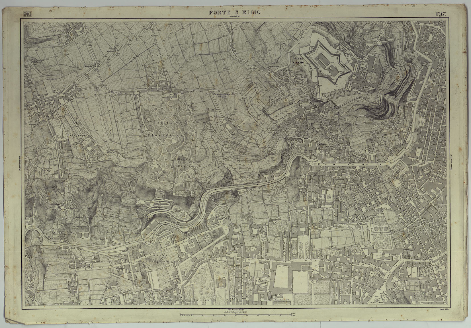 (N:25138) PIANTA DELLA CITTA' DI NAPOLI - FOGLIO 17 FORTE S.ELMO. (CA007456) Carte e stampe antiche: riproduzione a colori su carta (formato A1)