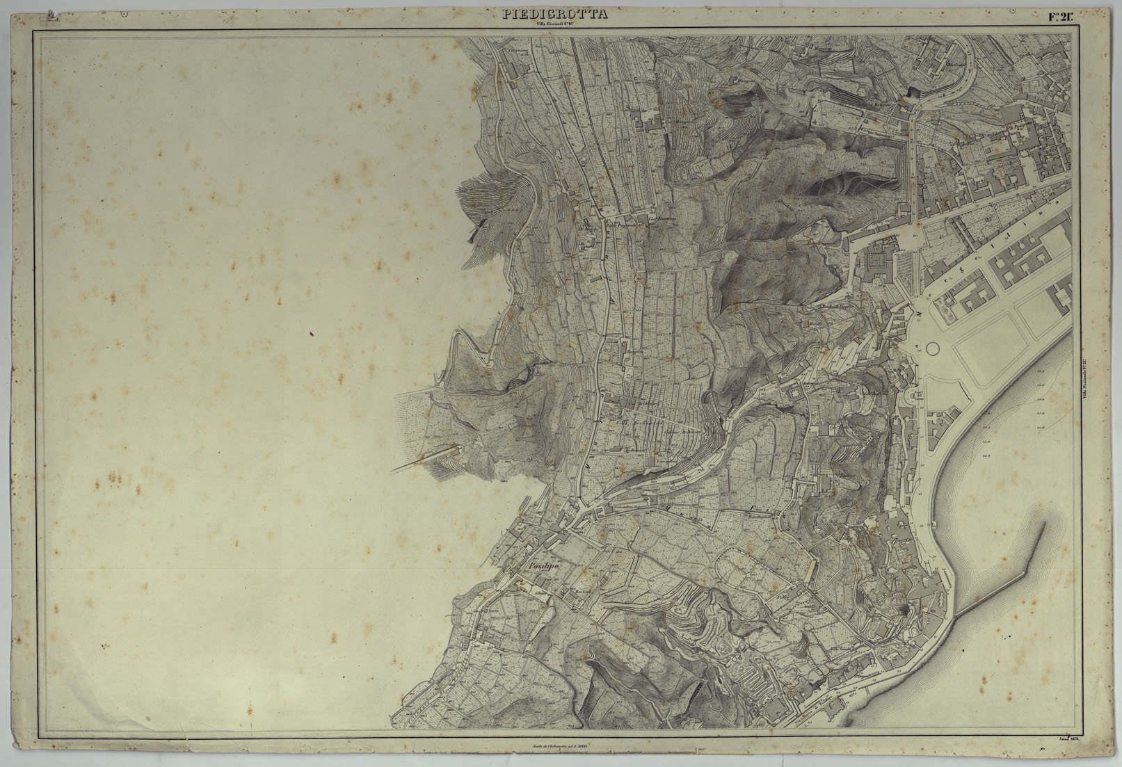 (N:25142) PIANTA DELLA CITTA' DI NAPOLI - FOGLIO 21 PIEDIGROTTA. (CA007460) Carte e stampe antiche: riproduzione a colori su carta (formato A1)
