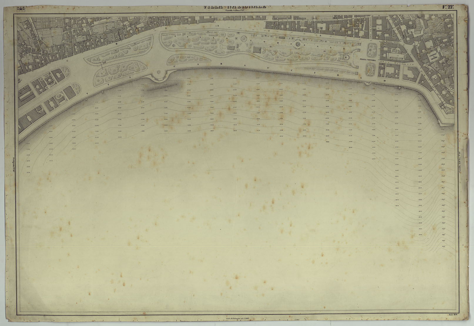 (N:25143) PIANTA DELLA CITTA' DI NAPOLI - FOGLIO 22 VILLA NAZIONALE. (CA007461) Carte e stampe antiche: riproduzione a colori su carta (formato A1)