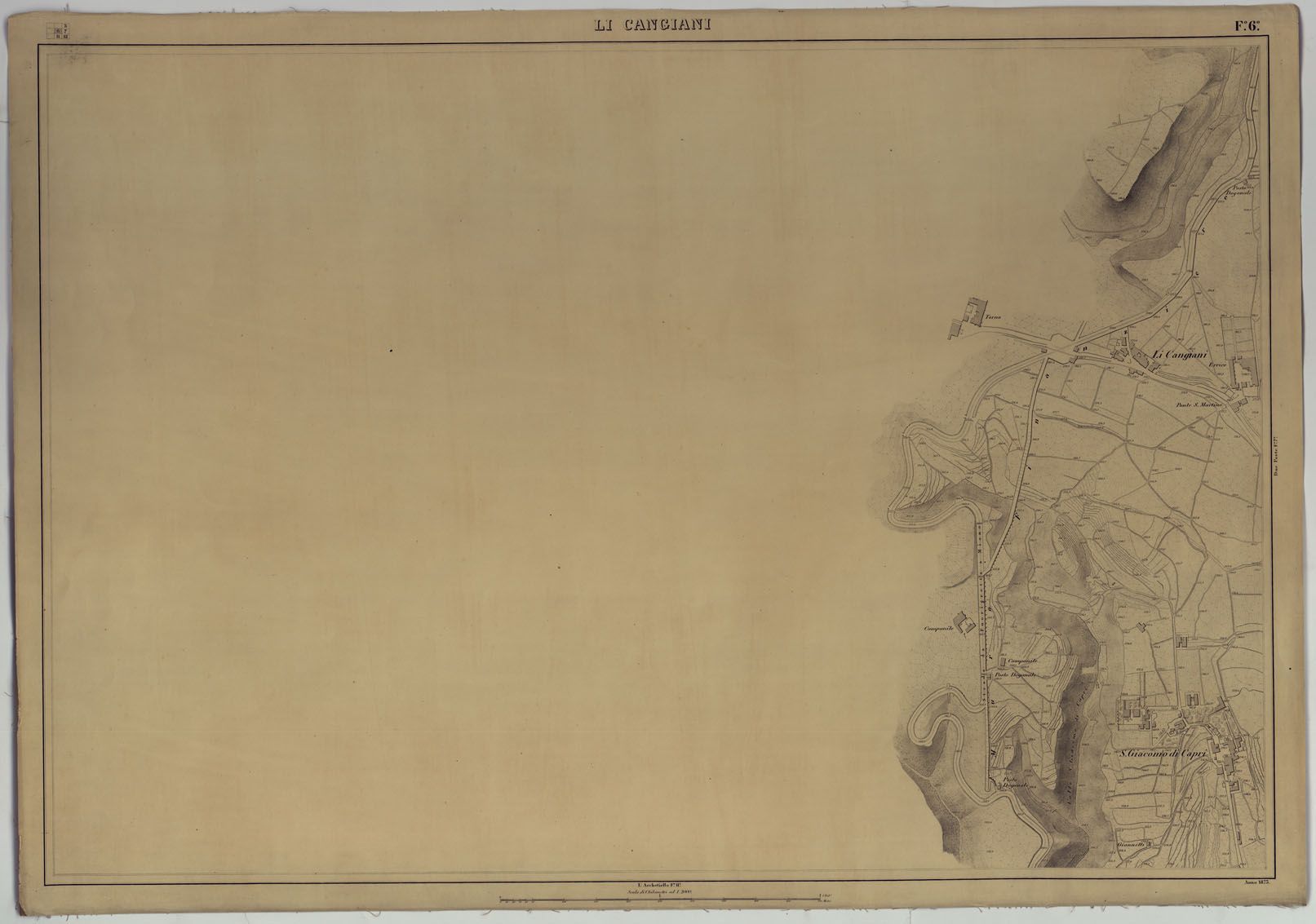 (N:8785) PIANTA DELLA CITTA' DI NAPOLI EDIZIONE A FOGLI MONTATI SU TELA E CON CURVE BATOMETRICHE - FOGLIO 6 LI CANGIANI. (CA007468) Carte e stampe antiche: riproduzione a colori su carta (formato A1)