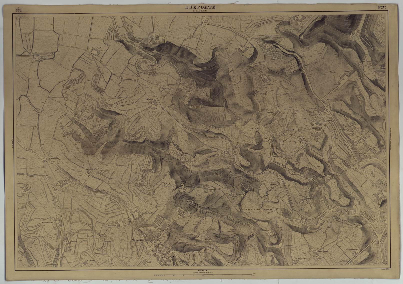 (N:8787) PIANTA DELLA CITTA' DI NAPOLI EDIZIONE A FOGLI MONTATI SU TELA E CON CURVE BATOMETRICHE - FOGLIO 7 DUE PORTE. (CA007469) Carte e stampe antiche: riproduzione a colori su carta (formato A1)