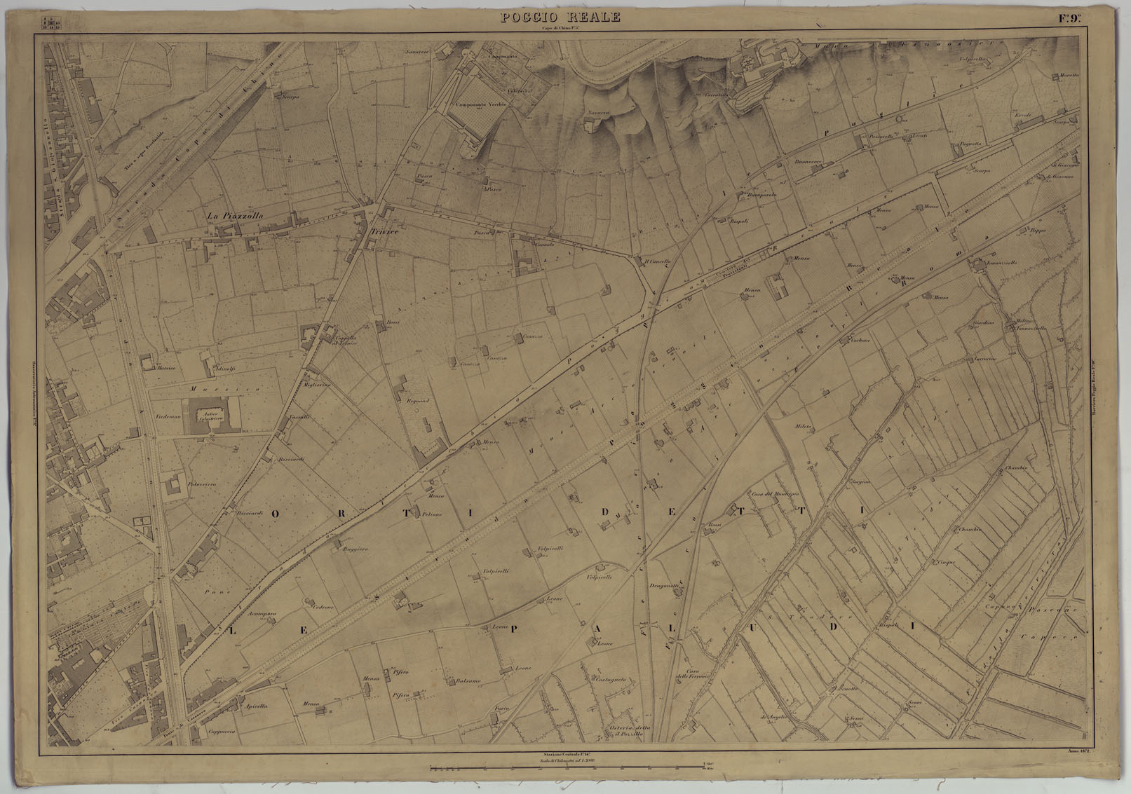 (N:8791) PIANTA DELLA CITTA' DI NAPOLI EDIZIONE A FOGLI MONTATI SU TELA E CON CURVE BATOMETRICHE - FOGLIO 9 POGGIO REALE. (CA007471) Carte e stampe antiche: riproduzione a colori su carta (formato A1)