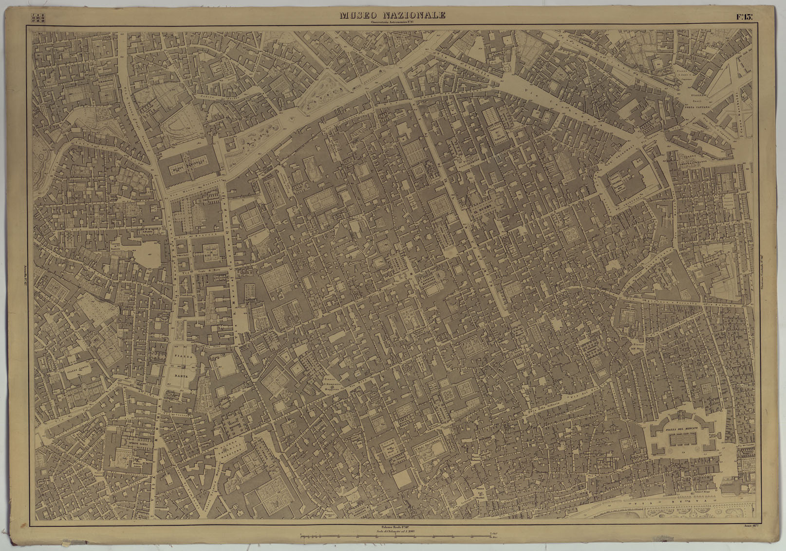 (N:8755) PIANTA DELLA CITTA' DI NAPOLI EDIZIONE A FOGLI MONTATI SU TELA E CON CURVE BATOMETRICHE - FOGLIO 13 MUSEO NAZIONALE. (CA007475) Carte e stampe antiche: riproduzione a colori su carta (formato A1)