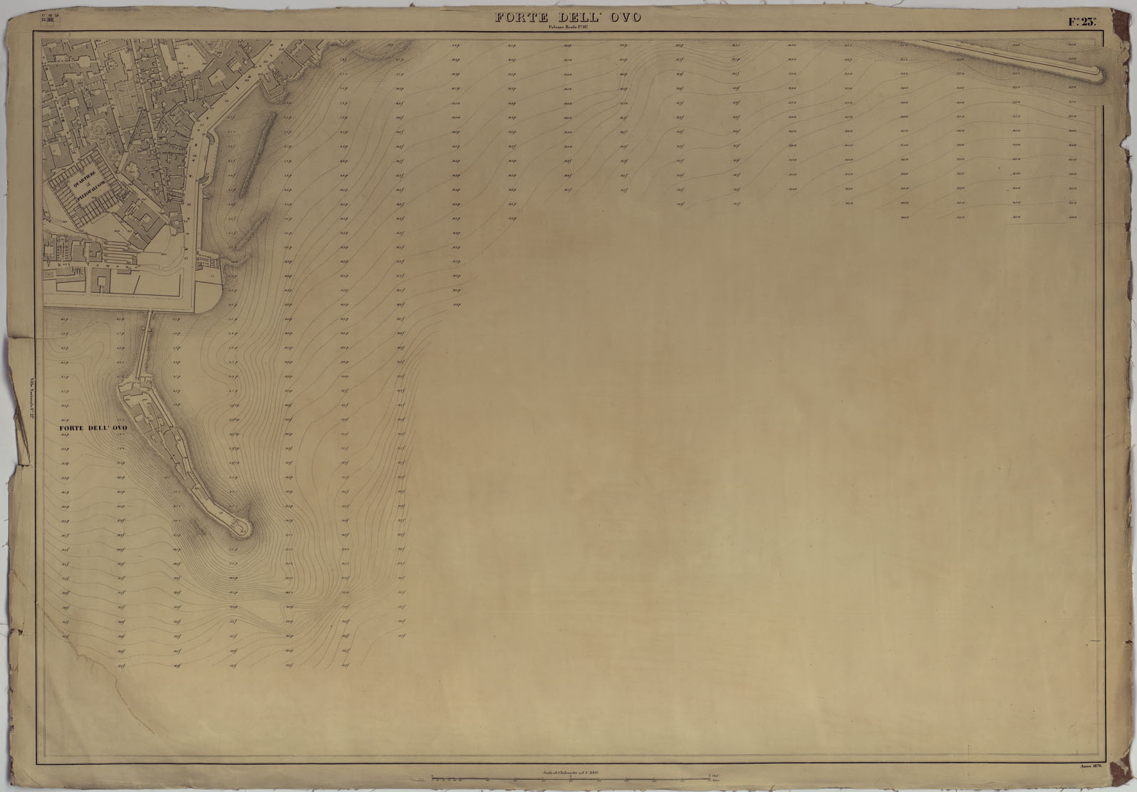 (N:8777) PIANTA DELLA CITTA' DI NAPOLI EDIZIONE A FOGLI MONTATI SU TELA E CON CURVE BATOMETRICHE - FOGLIO 23 FORTE DELL'OVO. (CA007485) Carte e stampe antiche: riproduzione a colori su carta (formato A1)