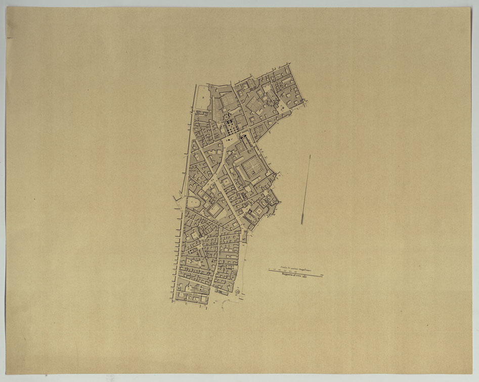 (N:25157) CARTA DEI DODICI QUARTIERI DI NAPOLI SENZA INDICAZIONI. (CA007510) Carte e stampe antiche: riproduzione a colori su carta (formato A1)
