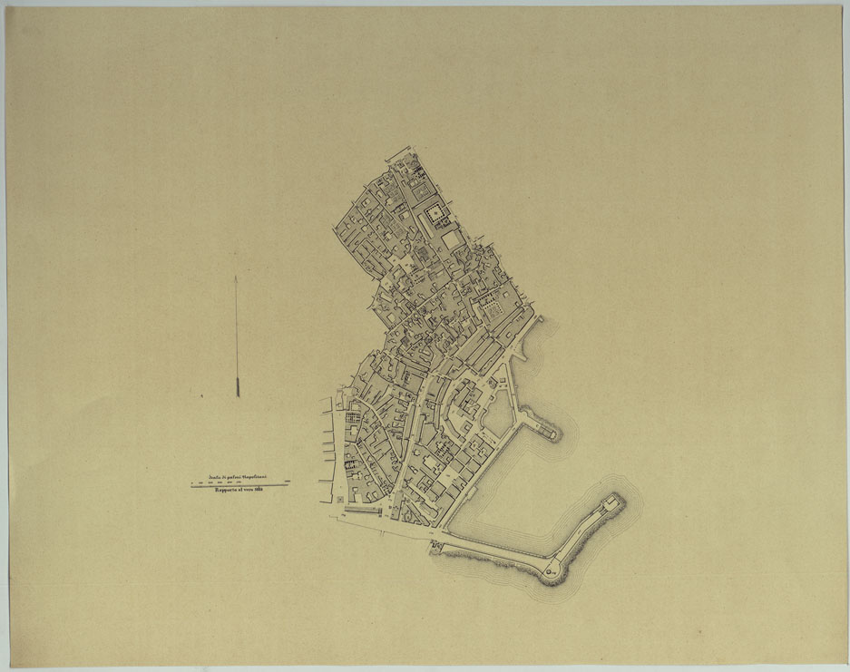 (N:25161) CARTA DEI DODICI QUARTIERI DI NAPOLI SENZA INDICAZIONI. (CA007514) Carte e stampe antiche: riproduzione a colori su carta (formato A1)