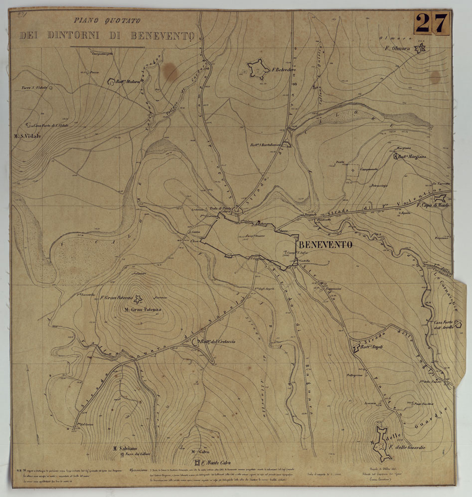 (N:17109) PIANO QUOTATO DEI DINTORNI DI BENEVENTO.
 (CA007568) Carte e stampe antiche: riproduzione a colori su carta (formato A1)