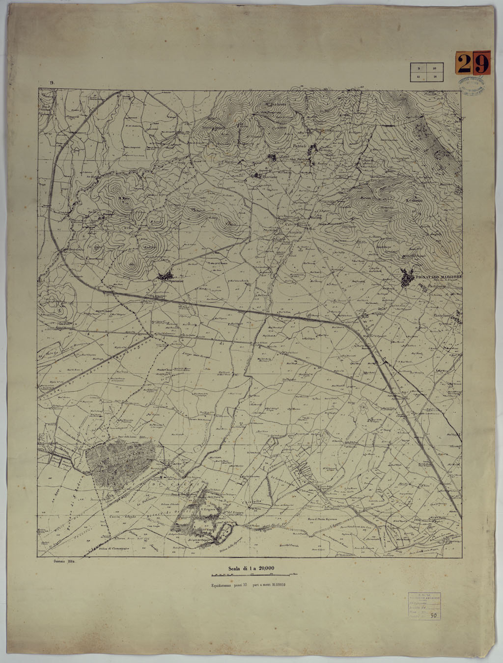 (N:25192) CARTA DEI DINTORNI DI CAPUA 2 COPIA - FOGLIO 9. (CA007578) Carte e stampe antiche: riproduzione a colori su carta (formato A1)